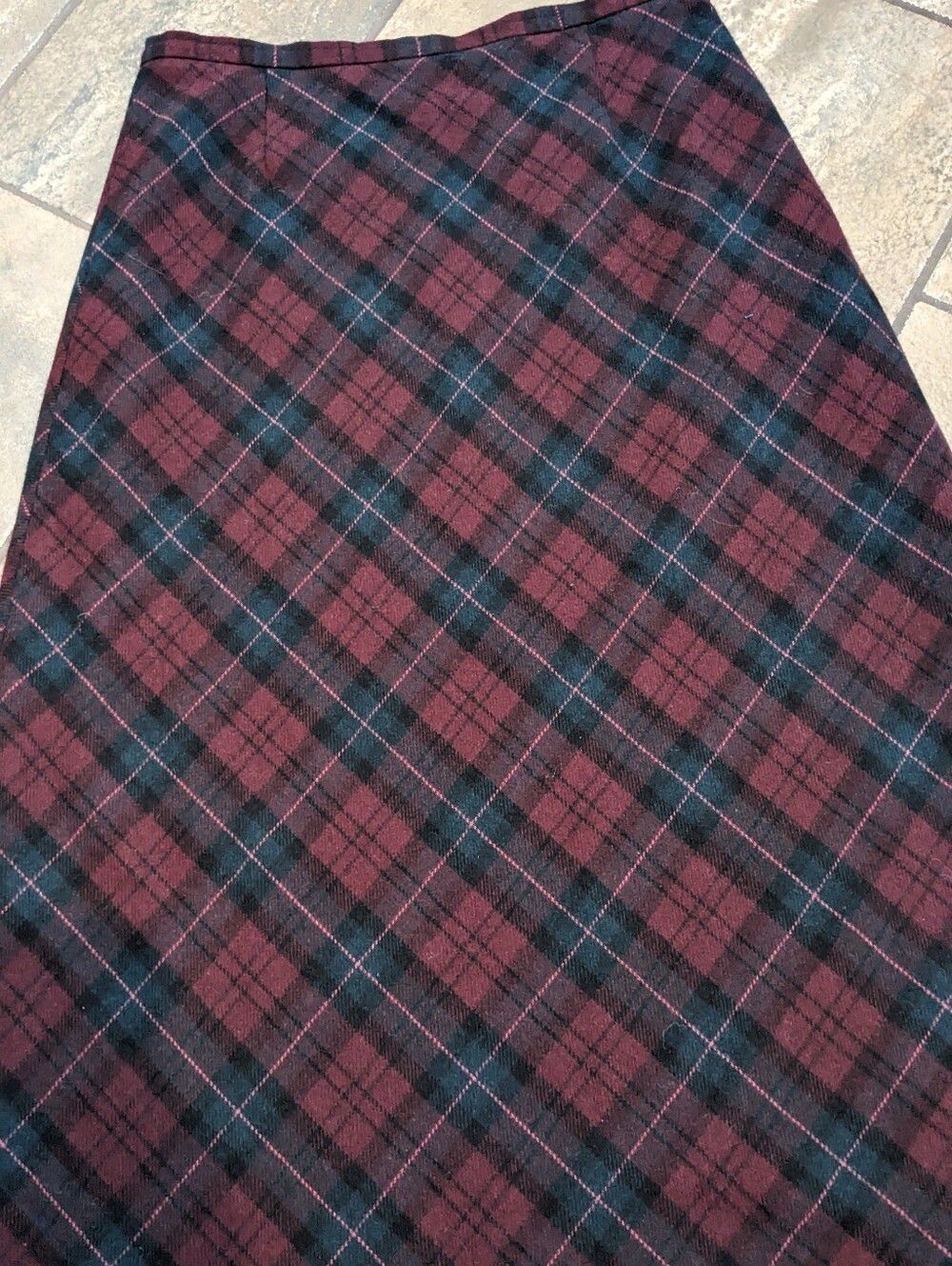 Vintage Eddie Bauer Tartan Plaid Wool Blend Maxi Skirt Chic Fall Classic Size 12 - Picture 6 of 15